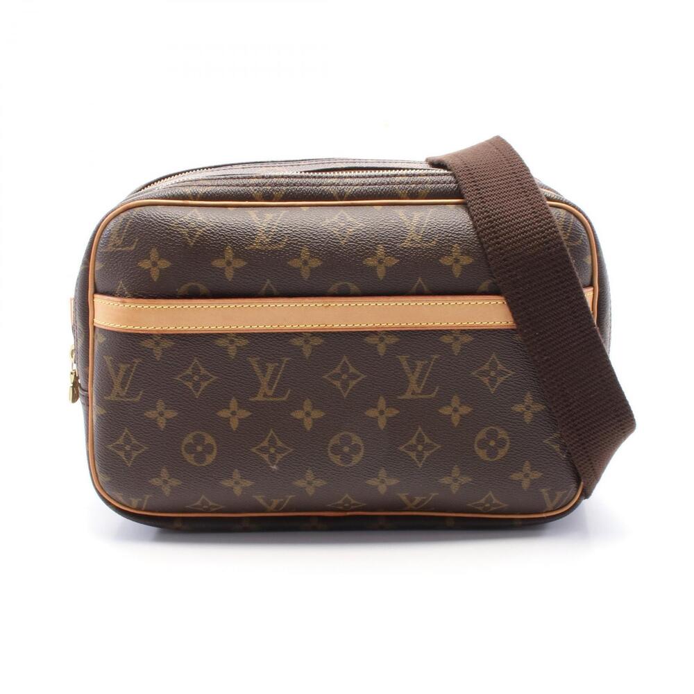 Louis Vuitton Reporter Monogram Shoulder Bag Canvas Leather Brown